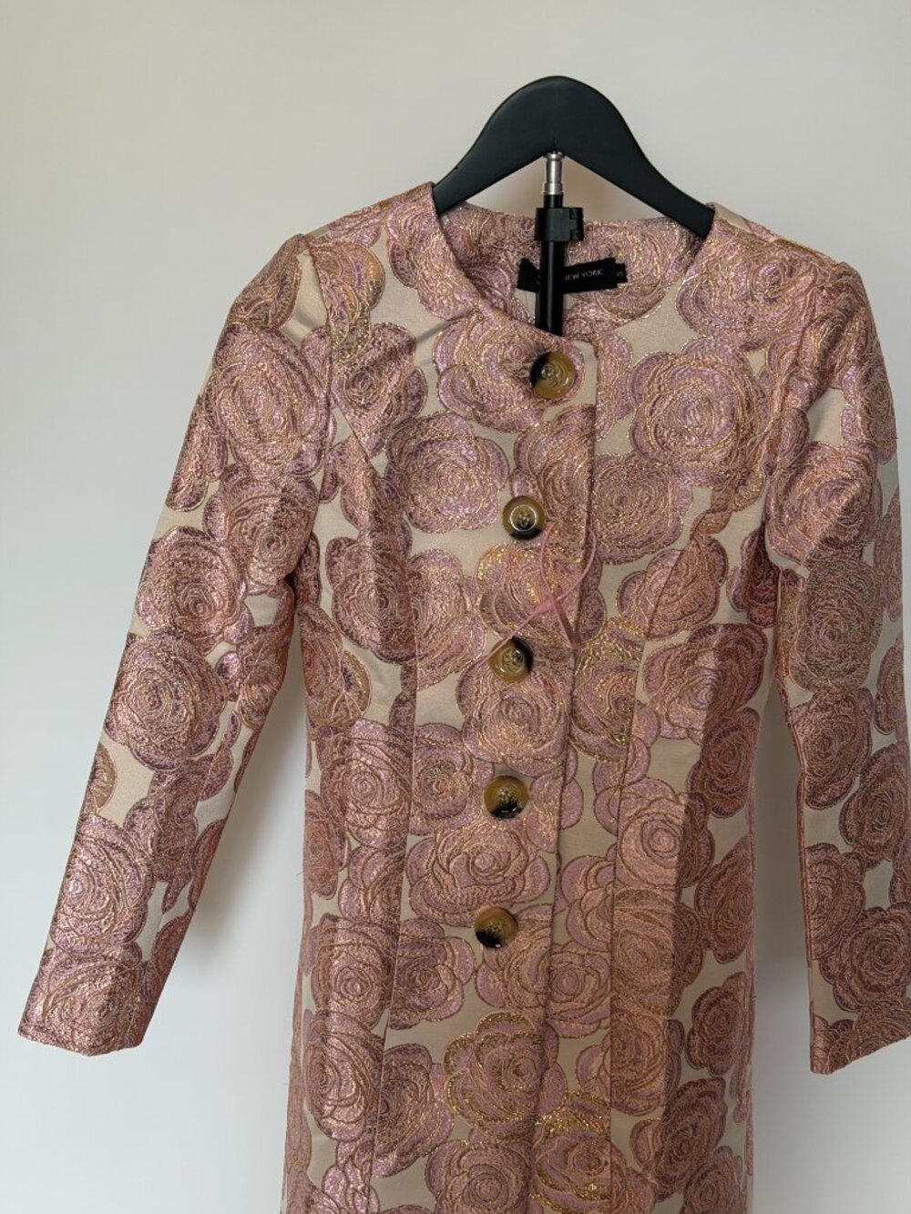 NWT Vintage Pink Rose Brocade Floral Coat - Picture 3 of 9